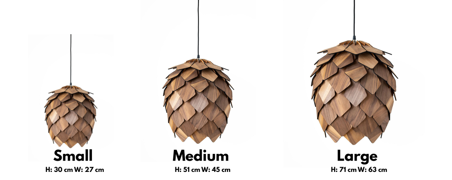 Stor handgjord trälampa "Kalfjäll" i valnöt, ek eller furu från Woodlife